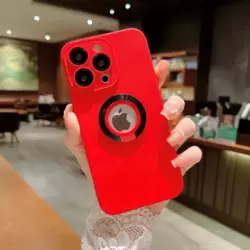 iPhone 13 Pro Kapak Kamera Korumalı Standlı Logo Açık Yüzüklü Kılıf