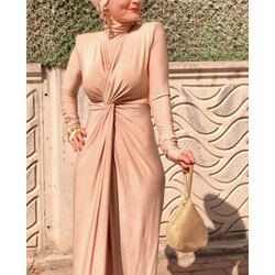 İthal Sendy Gold Renk Boneli Elbise
