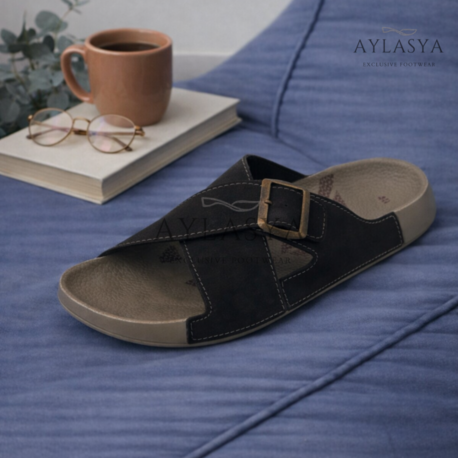 Mulex Erkek Ortopedik Tabanlı Günlük Kullanım Çapraz Terlik - Kahve
