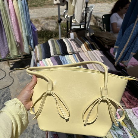 Fiyonk detaylı muadil çanta sarı 