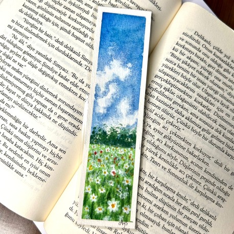 Çiçekler ve Gökyüzü - Kitap Ayracı