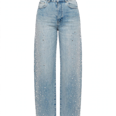 Cam Taş Detaylı Baggy Jean