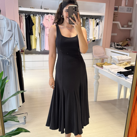 Askılı Parçalı Etekli Elbise