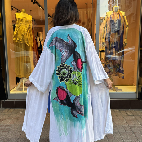Akvaryum Desen Viskon Kimono
