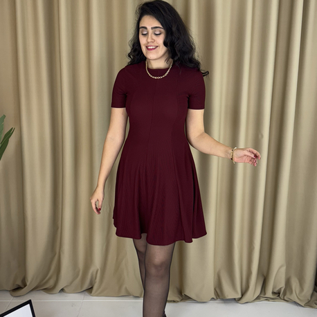 Kırmızı Ottoman Kumaş Mini Çan Elbise