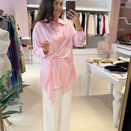 Pembe Gold Toka Detaylı Gömlek
