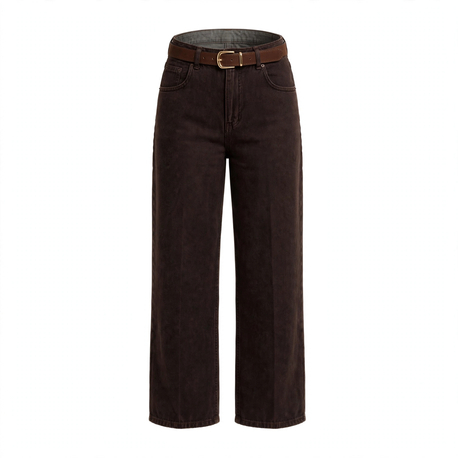 Kahve Kemerli Barrel Kesim Jean