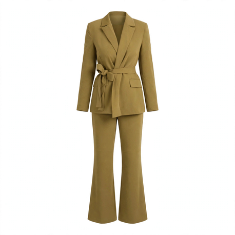 Bağlama Detaylı Vatkalı Blazer Takım