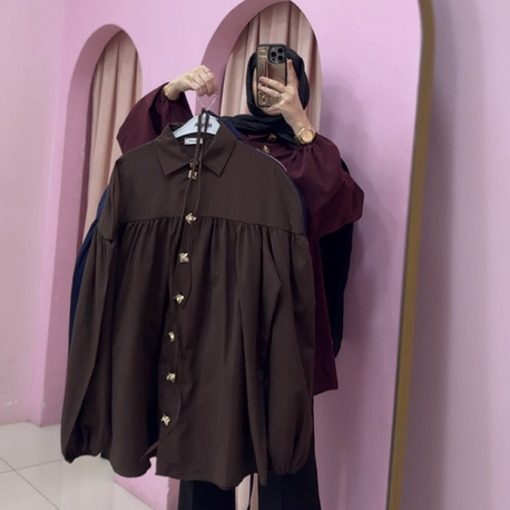 Kahve gold düğmeli tunik