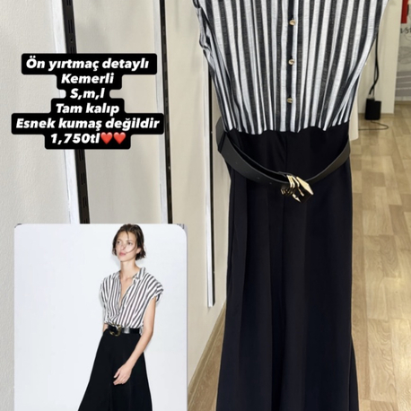 Önden yırtmaç detaylı gömlek elbise 
