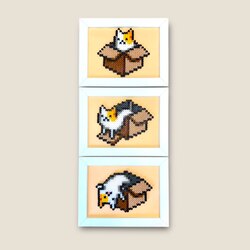 Üçlü Kedo Pixel Art 