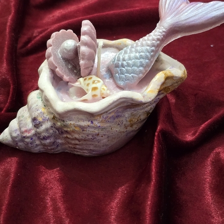 Mermaid Candle, deniz kabuğu obje (deniz kızı) ‍♀️