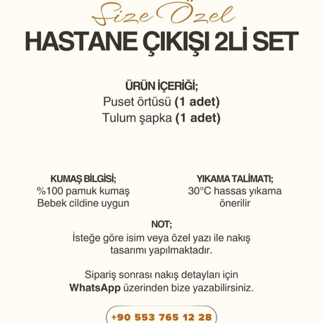 Hastane Çıkışı 2’li Set – %100 Pamuk Müslin | İsme Özel Tasarım