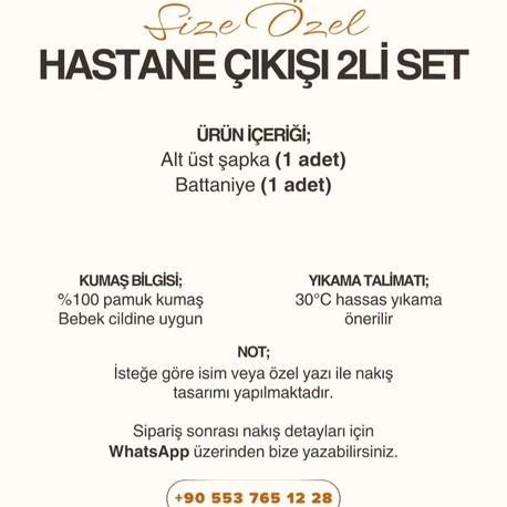 Hastane Çıkışı 2’li Set – %100 Pamuk Müslin | İsme Özel Tasarım