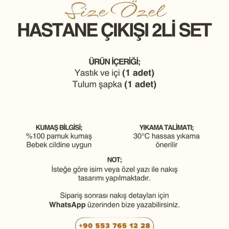 Hastane Çıkışı 2’li Set – %100 Pamuk Müslin | İsme Özel Tasarım