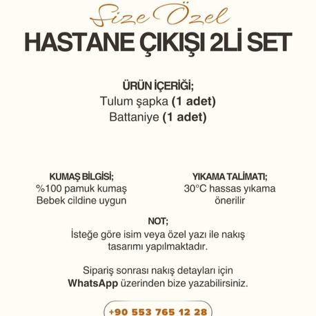Hastane Çıkışı 2’li Set – %100 Pamuk Müslin | İsme Özel Tasarım