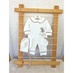 KAHVE BİYELİ YAKALI 3LÜ SET 