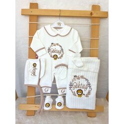 KAHVE BİYELİ YAKALI 4LÜ SET
