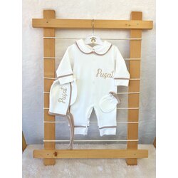 KAHVE BİYELİ YAKALI 3LÜ SET