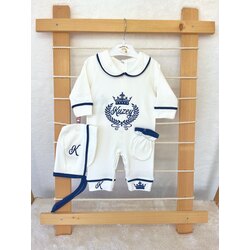 LACİVERT BİYELİ YAKALI 3LÜ SET 