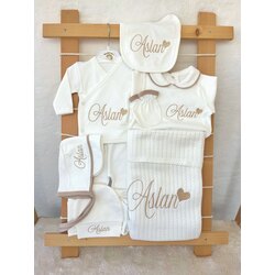 KAHVE BİYELİ YAKALI 10LU SET 