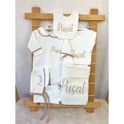 KAHVE BİYELİ YAKALI 10LU SET 