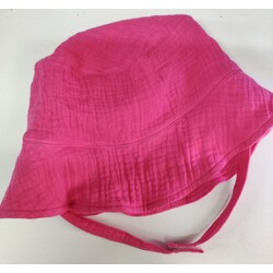 Fuşya müslin, %100 pamuk bucket şapka