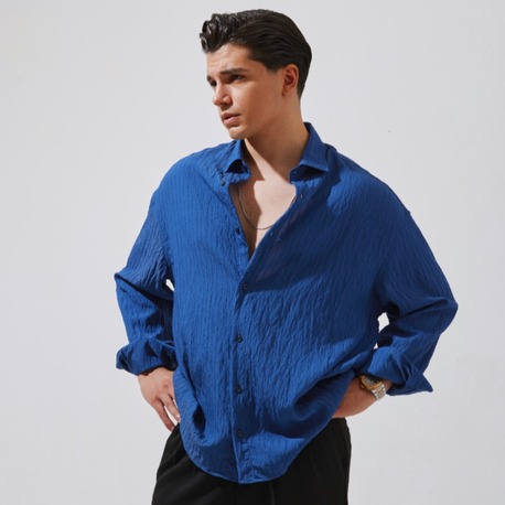 Babylon Paris Oversize Çizgili Gömlek - Navy Blue