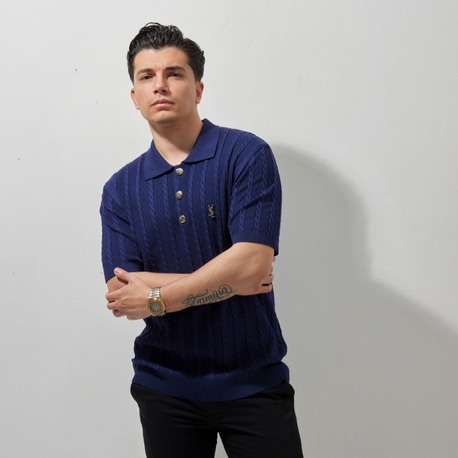 A+ Yves Saint Laurent Polo Yaka T-Shirt Navy Blue