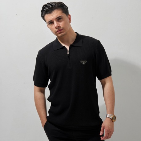 PRADA Polo Yaka T-Shirt Black