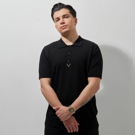 A+ VALENTINO Polo Yaka T-Shirt Black