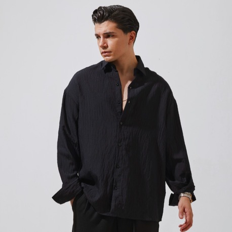 Babylon Paris Oversize Çizgili Gömlek - Black