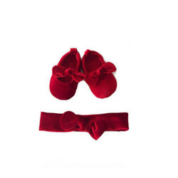Kırmızı Bebek Ayakkabısı ve Bandana 0-6 Aylık 11 cm 