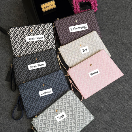 BYMN Monogram Logo Desenli Clutch/El Portföyü