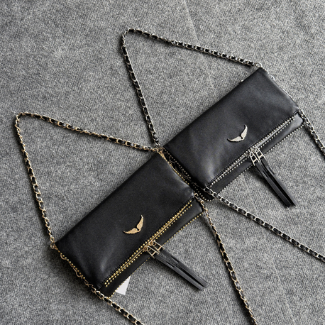 Zadig Clutch Medium- Boncuklu / Havyar Desen Deri