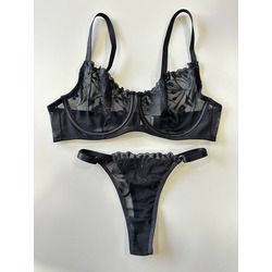 BAHAZE COLLECTION SİYAH BRODE TAKIM - BHZFK-00100