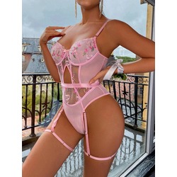 PEMBE ÇİÇEKLİ BODYSUİT - BHZ-00146