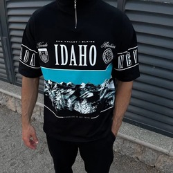 YAKALI FERMUARLI T-SHIRT