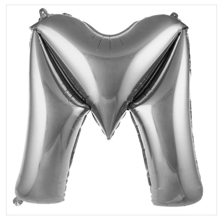 M Harfi Folyo Balon 40'inç (100 Cm) 34" (76Cm) 16"(36Cm)