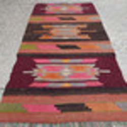  	 2'6'' X 4'6'' / 75x138 cm Old Kurdish Kilim Rug, Handmade flatweave pink burgundy colored kilim r