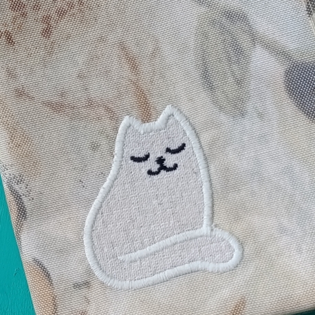 beyaz aplike kedi kitap çantası 