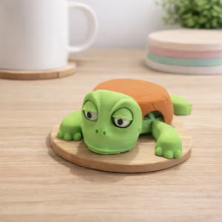 3D Baskı Kaplumbağa Hareketli Bardak Altlığı