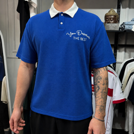 Barch Fashion Yarı Oversize Polo T-Shirt (Saks Mavi)