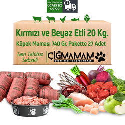 Barfmarkt Çiğmamam Kırmızı ve Beyaz Etli 20 Kg - 740 Gr*27 Adet Tahılsız BARF Köpek Maması