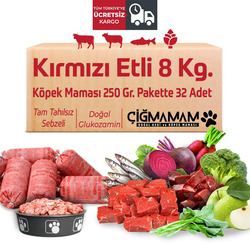 Barfmarkt Çiğmamam Kırmızı Etli 8 Kg - 250 Gr*32 Adet Tahılsız Barf Köpek Maması  