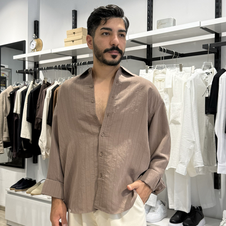 Modal Gömlek Çizgili Oversize