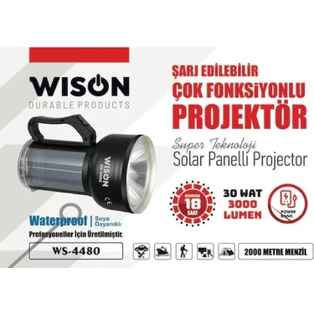 Wison Ws-4480 3000 Lümen 30 W Solar Panelli Projektör