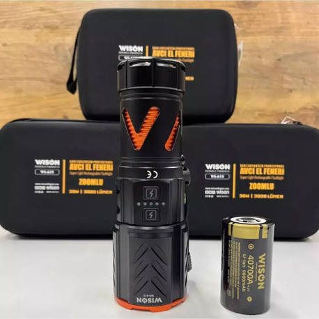 Wison Ws-615 3000 Lümen 30 W Profesyonel Zoomlu Avcı El Feneri