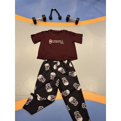 Bordo Olympia Tişört Oversize V Yaka 
