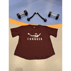 Bordo Arnold V Yaka Oversize Tişört Rahat Kalıp 